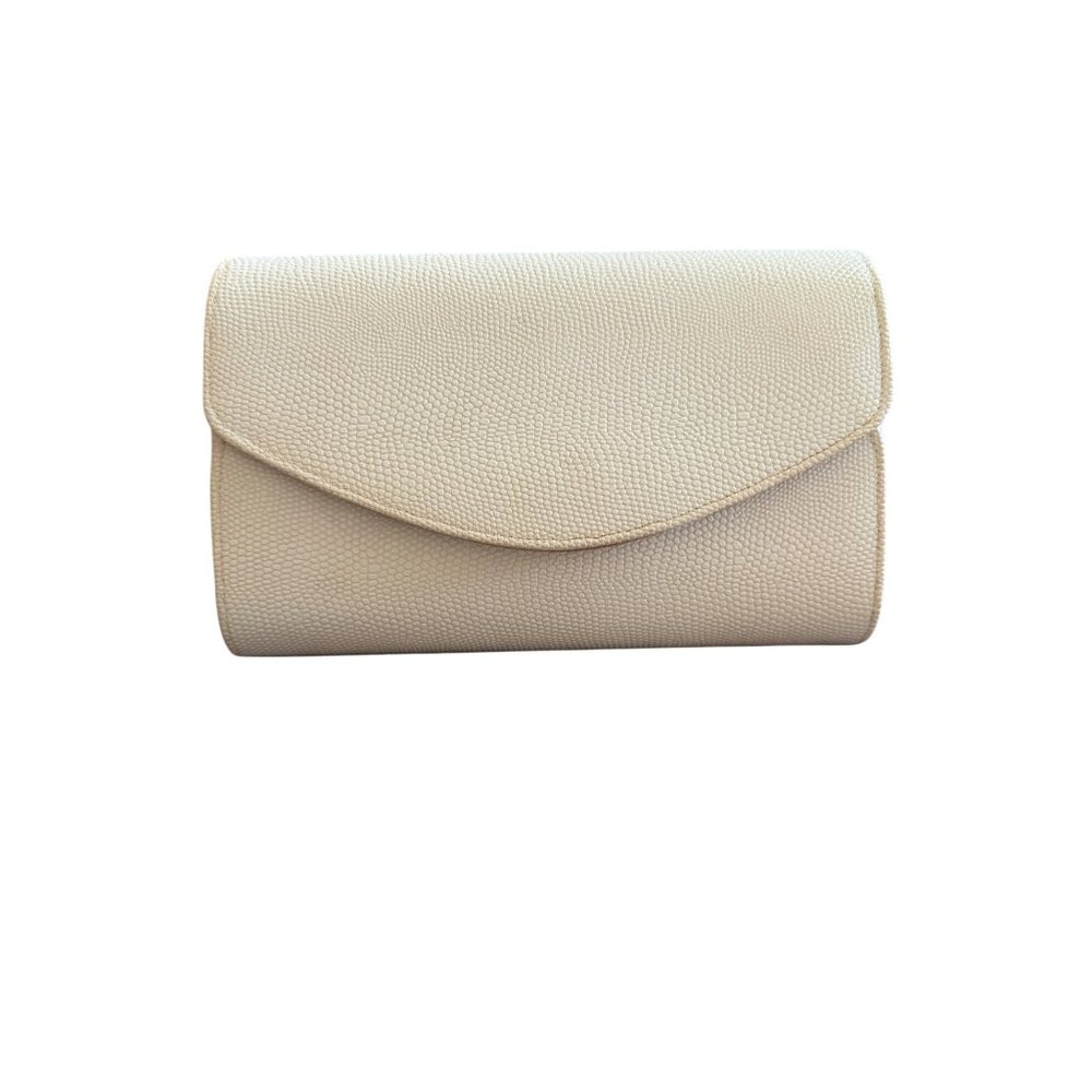 Delill Womens Clutch Stingray-like Pattern Cream Rectangular Flap Strap Vintage - Picture 11 of 11